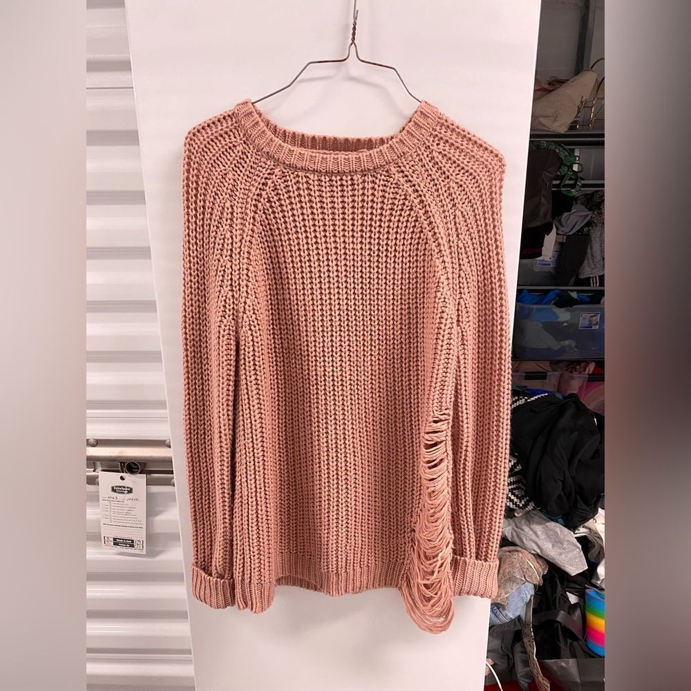 Love Tree Oversized Distressed Sweater